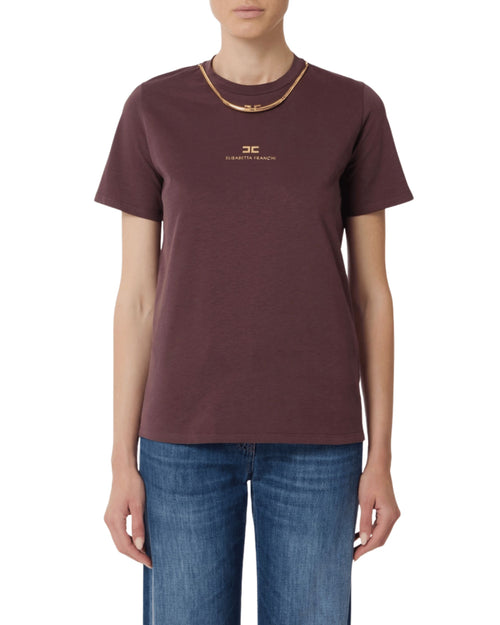 Elisabetta Franchi T-shirt in cotone con catena logo