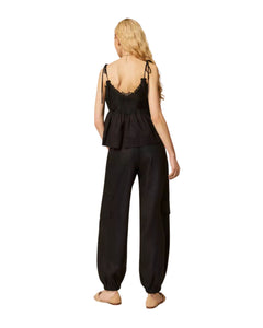 twinset Pantalone Jogger in pizzo sangallo