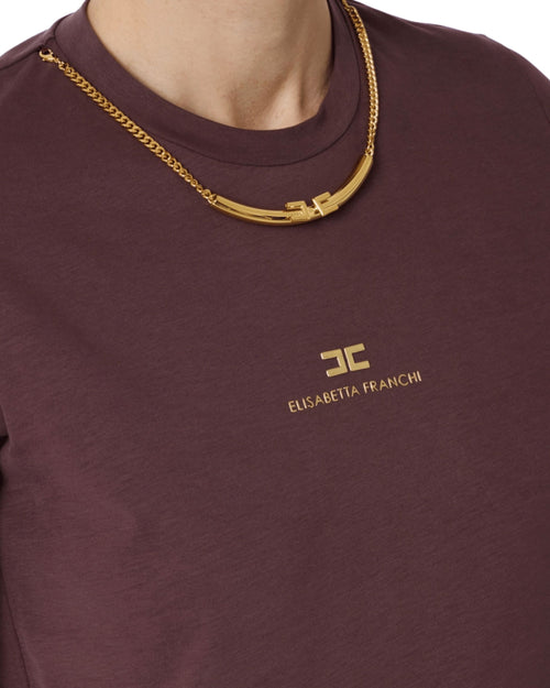 Elisabetta Franchi T-shirt in cotone con catena logo
