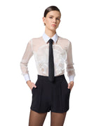 Elisabetta Franchi Camicia in seta con rouche e cravatta