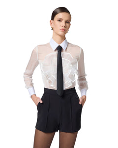 Elisabetta Franchi Camicia in seta con rouche e cravatta