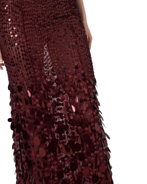 Elisabetta Franchi Abito Red Carpet con paillettes bordeaux