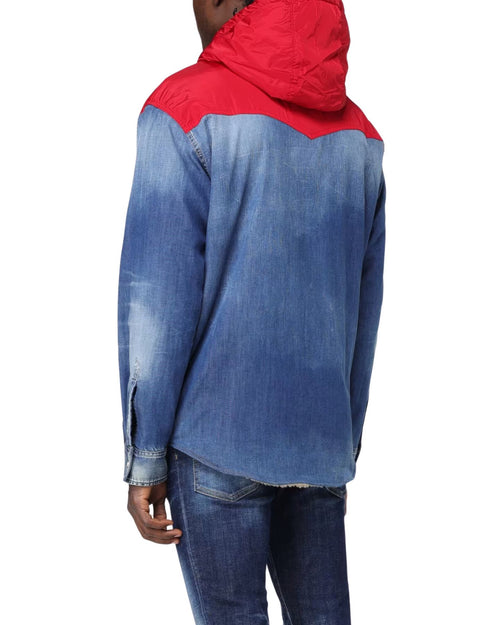Dsquared2 Giacca camicia in denim e shearling