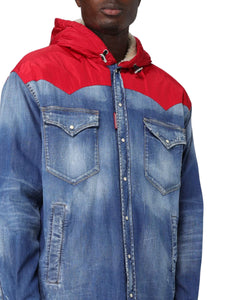 Dsquared2 Giacca camicia in denim e shearling
