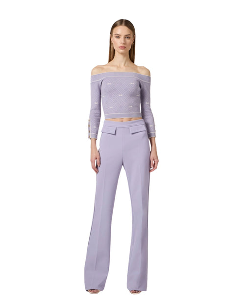 Elisabetta Franchi maglia jacquard spalle scoperte