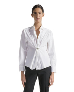 Seventy Camicia in cotone con spilla gioiello