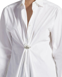 Seventy Camicia in cotone con spilla gioiello