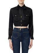 Elisabetta Franchi Camicia crop in misto seta con foulard