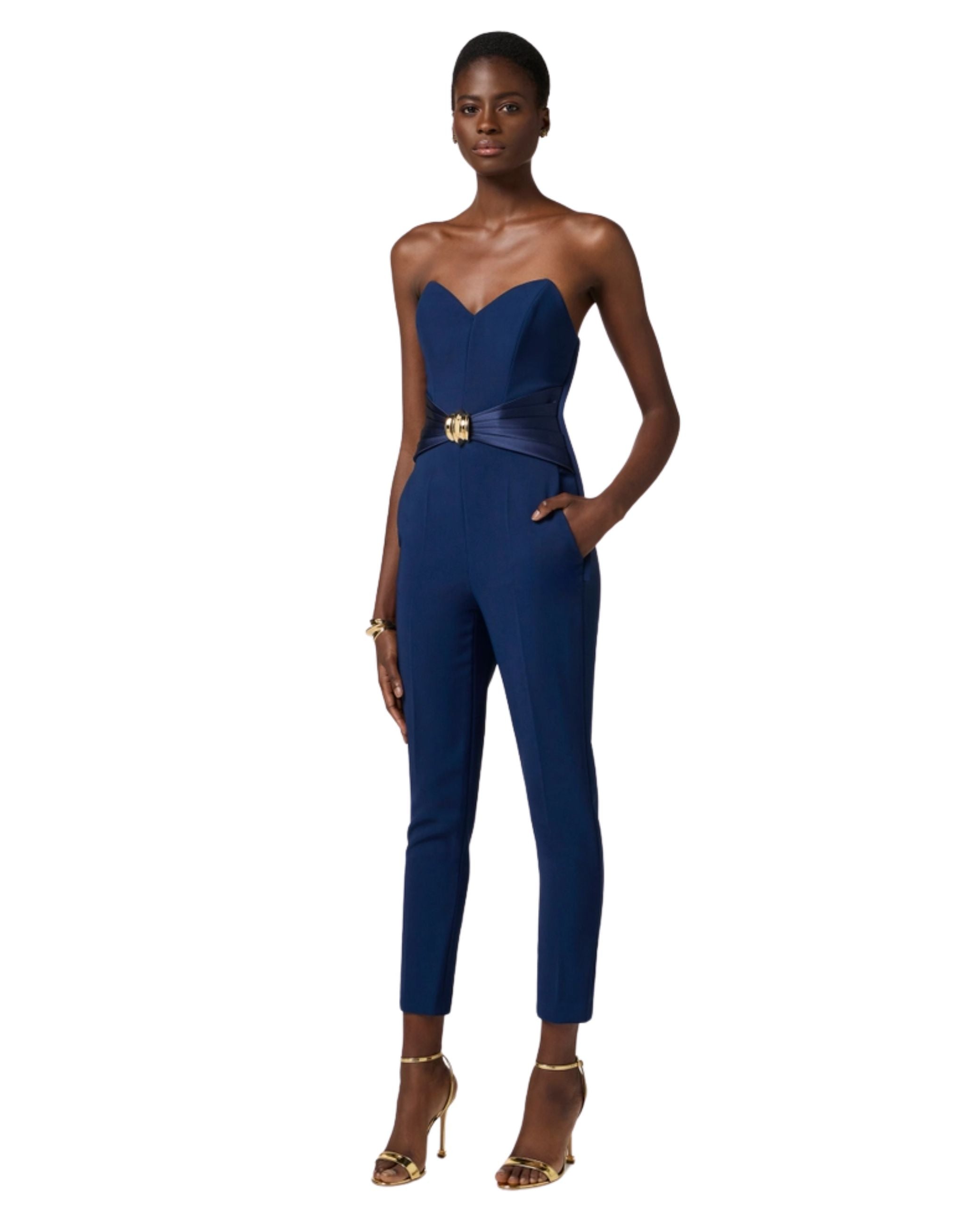 Elisabetta Franchi Tuta in crêpe con applicazione TU03951E2