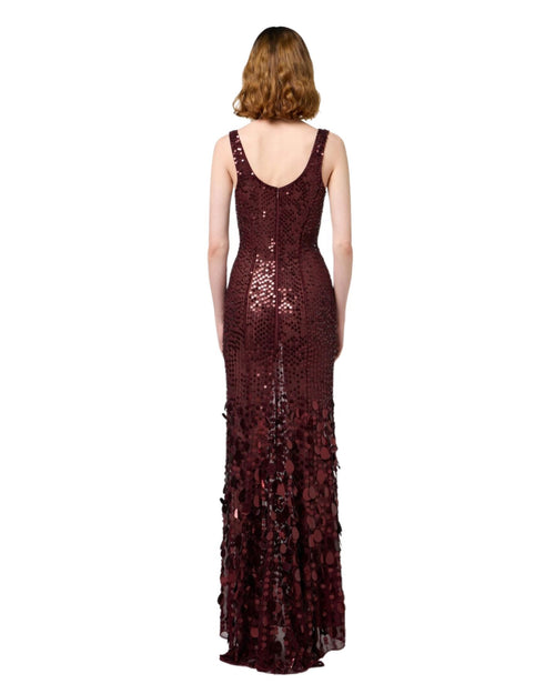 Elisabetta Franchi Abito Red Carpet con paillettes bordeaux