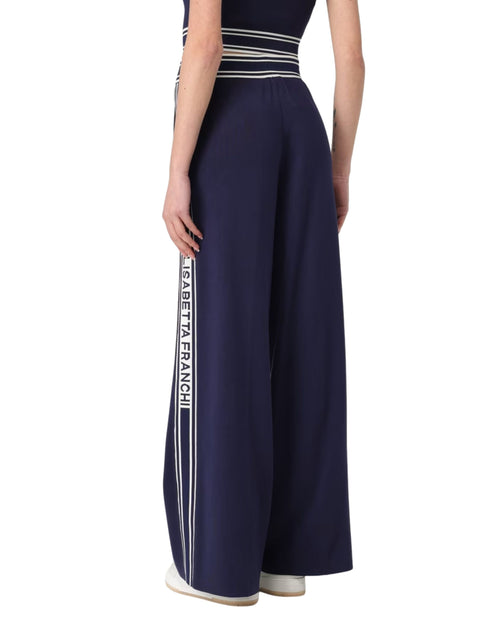 Elisabetta Franchi Pantalone palazzo bande logo