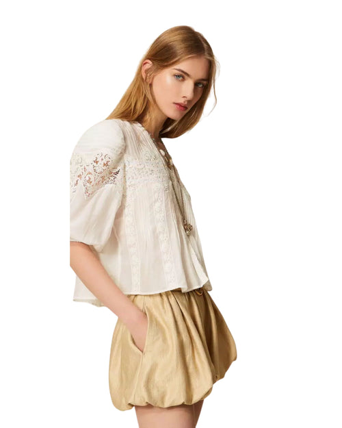 Twinset camicia in cotone e seta