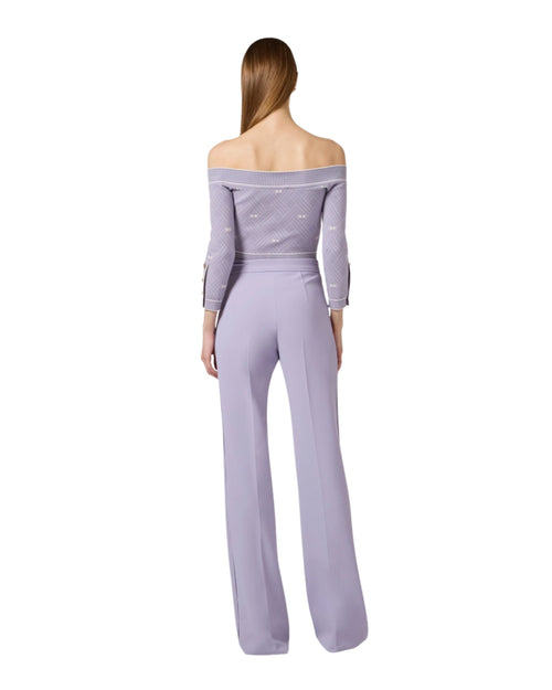 Elisabetta Franchi maglia jacquard spalle scoperte
