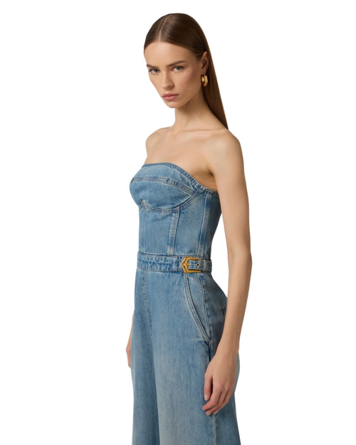 Elisabetta Franchi tuta corsetto denim
