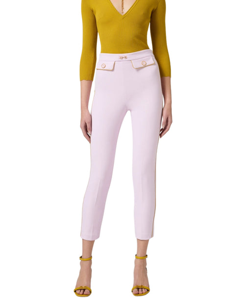 Elisabetta Franchi Pantalone in crêpe stretch rosa quarzo