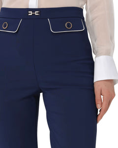 Elisabetta Franchi Pantalone in crêpe stretch rosa quarzo