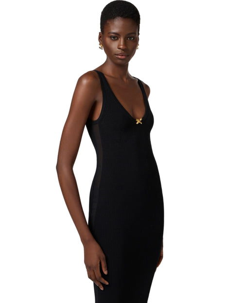 Elisabetta Franchi abito in maglia con inserti in tulle