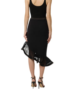 Elisabetta Franchi Gonna crêpe e raso con balza
