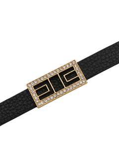 Elisabetta Franchi Cintura in pelle con fibbia logo strass