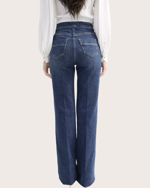 Elisabetta Franchi Jeans a palazzo con bottoniera