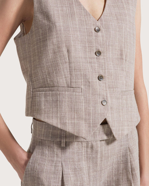 Seventy Gilet gessato in misto lino