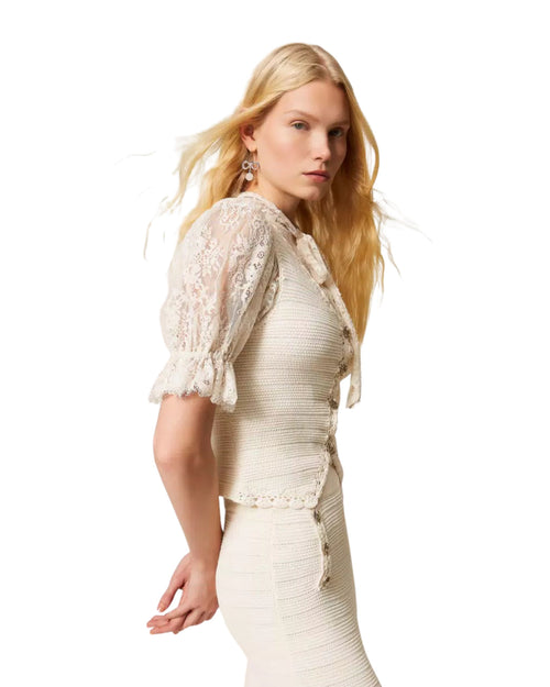 Twinset Gilet in maglia con bottoni oro