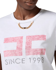 Elisabetta Franchi T-shirt in cotone con stampa logo