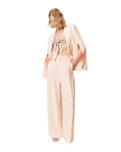 Twinset Pantalone vita alta in misto lino