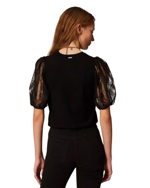 Twinset Maglia con maniche in pizzo