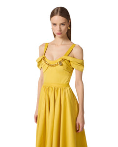 Elisabetta Franchi abito in cotone con catena gioiello