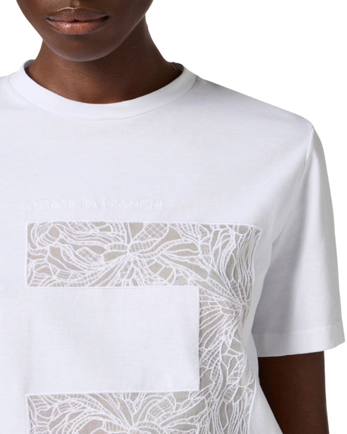 Elisabetta Franchi T-shirt in jersey con ricamo macro logo