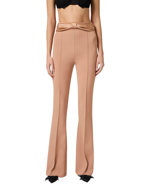 Elisabetta Franchi Pantalone Nude con fiocco in raso