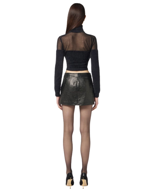 Elisabetta Franchi maglia dolcevita effetto pelliccia