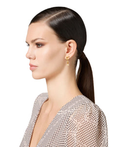Elisabetta Franchi Micro Orecchini con pendente rosa e logo