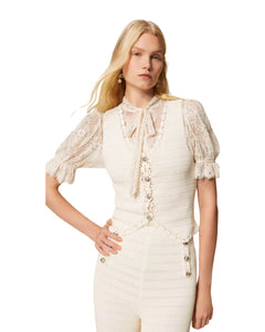 Twinset Gilet in maglia con bottoni oro