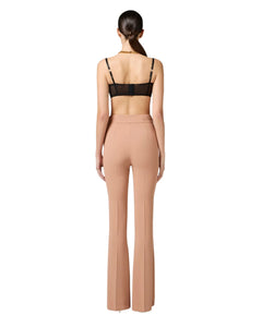 Elisabetta Franchi Pantalone Nude con fiocco in raso