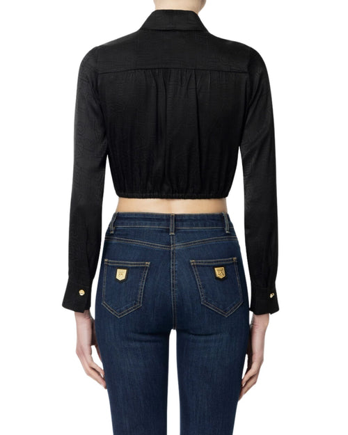 Elisabetta Franchi Camicia crop in misto seta con foulard