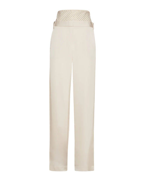 Simona Corsellini Pantalone elegante con baschina in raso