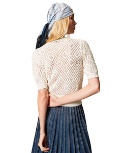 Twinset Maglia in cotone con perle