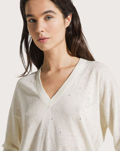 Seventy Maglia in cotone e lino con strass