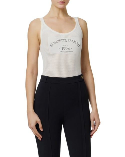 Elisabetta Franchi Body in maglia con stampa logo