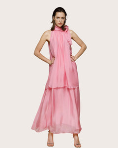 Seventy abito elegante in misto seta con balze