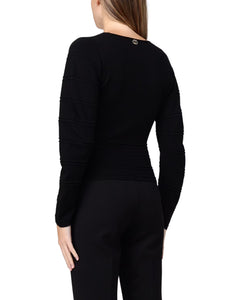 Twinset Maglia Scollo V Con Rilievi Orizzontali