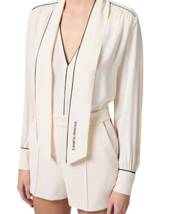 Elisabetta Franchi camicia in georgette con sciarpa logo