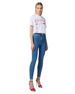 Elisabetta Franchi T-shirt in jersey di cotone con stampa logo