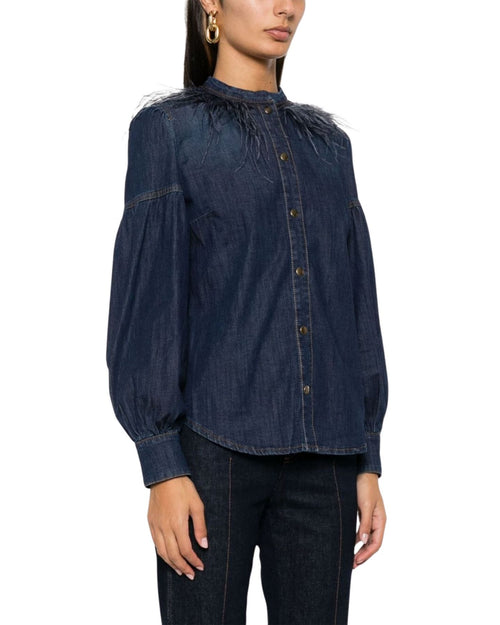 Camicia denim con piume 242TT2072