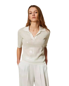 Twinset Polo in maglia con paillettes