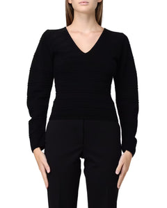 Twinset Maglia Scollo V Con Rilievi Orizzontali