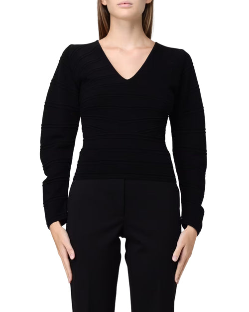 Twinset Maglia Scollo V Con Rilievi Orizzontali