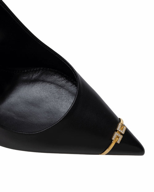 Elisabetta Franchi  Décolleté in nappa con logo strass